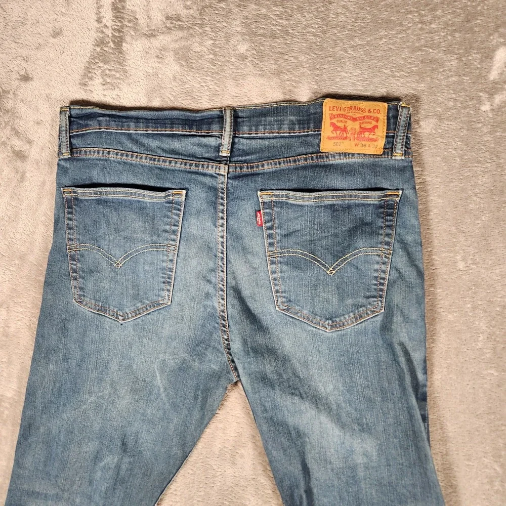 Levi's Jeans Mens 36x30 502 Regular Taper Blue Denim Stretch 29507-0004 EUC